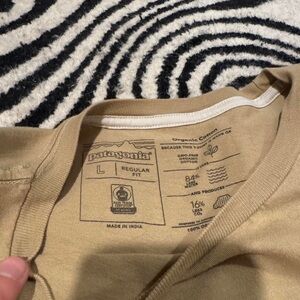 Patagonia Men's Tan and Khaki T-shirt